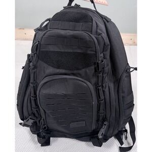 Highland Tactical Black Tactical Backpack MOLLE Laptop Hiking Bug Out Pack